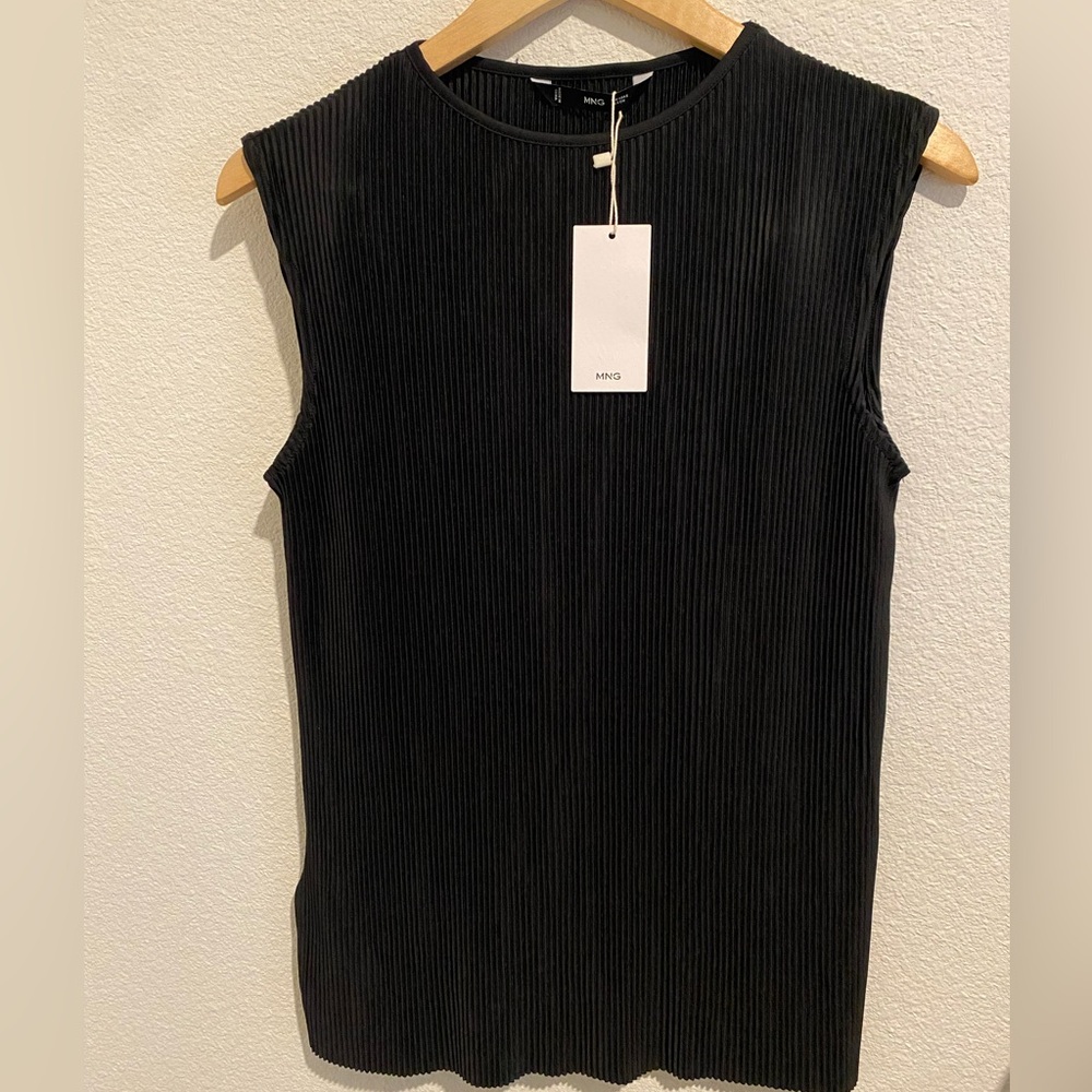 Mango Black Ribbed Tank Top